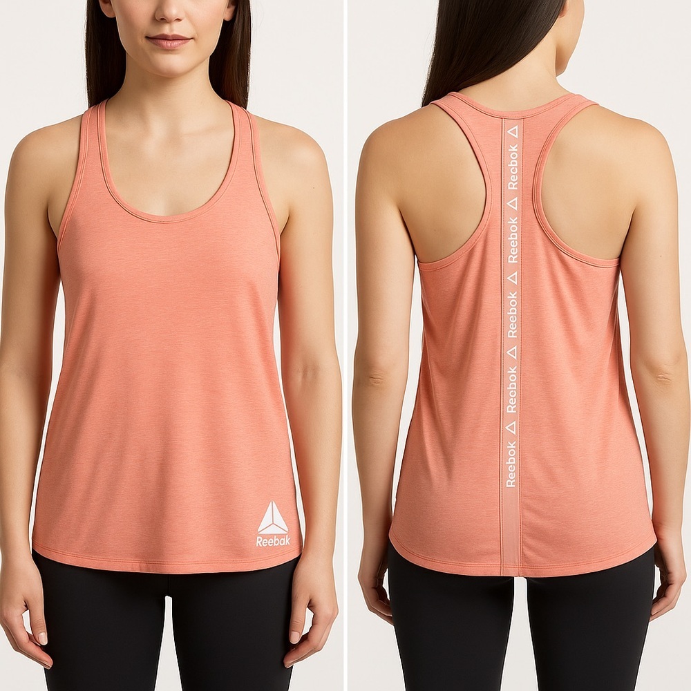 Reebok XS Racerback Tank Top Orange Peach Gym Yoga Running Athleisure
